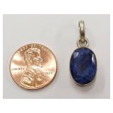 Sterling Silver Pendant with Blue Stone