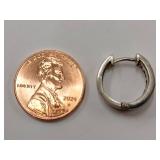 Sterling Silver Hoop Earrings with Square Gemstones