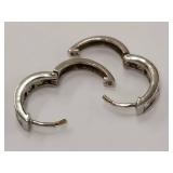 Sterling Silver Hoop Earrings with Square Gemstones