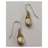 Sterling Silver and Brass Dangle Earrings Unique Design