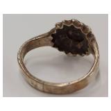 Vintage Intricate Floral Sterling Silver Ring - MIssing Marcasites