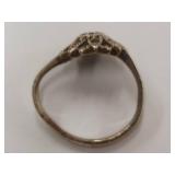 Vintage Intricate Floral Sterling Silver Ring - MIssing Marcasites