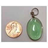 Sterling Silver Pendant with Green Glass Inlay