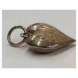 Sterling Silver Heart-Shaped Pendant Charm Vintage Engraved