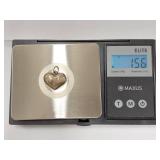 Sterling Silver Heart-Shaped Pendant Charm Vintage Engraved