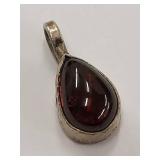 Sterling Silver Teardrop Red Stone Pendant