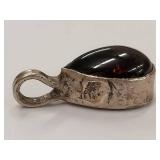 Sterling Silver Teardrop Red Stone Pendant