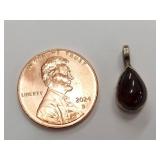 Sterling Silver Teardrop Red Stone Pendant