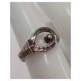 Sterling Silver Artisanal Loop Ball Ring Handcrafted Design