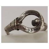 Sterling Silver Artisanal Loop Ball Ring Handcrafted Design