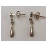 Sterling Silver Blue Inlay Drop Earrings .925