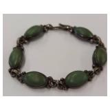 Vintage Sterling Silver Bracelet with Green Stones