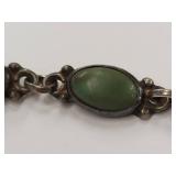 Vintage Sterling Silver Bracelet with Green Stones