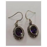 Sterling Silver Purple Stone Earrings 925