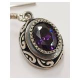Sterling Silver Purple Stone Earrings 925