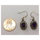 Sterling Silver Purple Stone Earrings 925