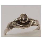 Elegant Sterling Silver Artistic Ring with Abalone Shell