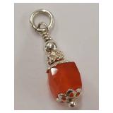 Elegant Sterling Silver Pendant Charm with Orange Bead