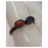 Vintage Sterling Silver Ring with Dual Stones