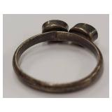 Vintage Sterling Silver Ring with Dual Stones