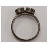 Vintage Sterling Silver Ring with Dual Stones