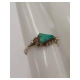 Vintage Sterling Silver Ring with Green Turquoise Stone