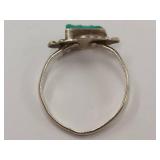 Vintage Sterling Silver Ring with Green Turquoise Stone