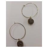 Sterling Silver Hoop Earrings with Striking Stone Charms