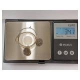 Sterling Silver Hoop Earrings with Striking Stone Charms