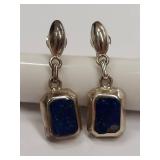 Beautiful Sterling Silver Earrings with Blue Stone Inlay