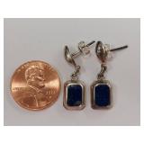 Beautiful Sterling Silver Earrings with Blue Stone Inlay