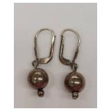 Sterling Silver Ball Drop Earrings Leverback