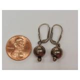 Sterling Silver Ball Drop Earrings Leverback