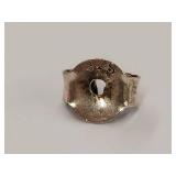 Vintage Sterling Silver Drop Earrings with Green Inlay