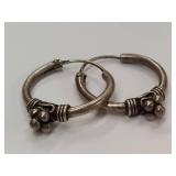 Beautiful Vintage Sterling Silver Hoop Earrings