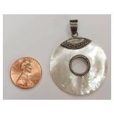 Beautiful Sterling Silver Mother of Pearl Pendant