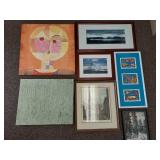 Diverse Framed Art Collection: Abstracts, Landscapes, Ocean Themes