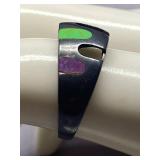 Sterling Silver 925 Ring with Multicolored Inlay Size 8