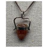 Sterling Silver 925 Necklace with Stone Pendant