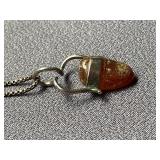 Sterling Silver 925 Necklace with Stone Pendant