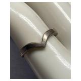 Sterling Silver 925 V-Shaped Ring, Minimalist Design Size 8