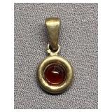 Sterling Silver 925 Pendant with Amber Cabochon