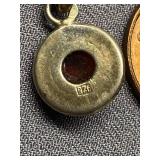 Sterling Silver 925 Pendant with Amber Cabochon