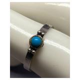 Sterling Silver 925 Ring with Turquoise Stone, Size 5.25