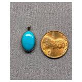 Signed Turquoise Sterling Silver 925 Pendant