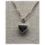 Signed Dyadema Sterling Silver 925 Heart Pendant Necklace, Italy