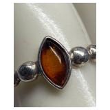Sterling Silver Ring with Amber Gemstone 925 Size 7.75