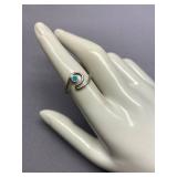Sterling Silver Blue Opal Wrap Ring 925 Size 7.5