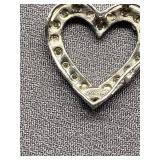 Heart Shaped Stone Encrusted Sterling Silver 925 Pendant