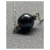 Sterling Silver 925 Necklace with Faux Pearl Pendant